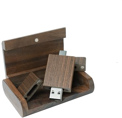 Yaxiny Clé USB C en Bois de Noyer 128 Go, OTG Pen Drive, Flash Drive USB 2.0 et Type C pour Smartphone Android