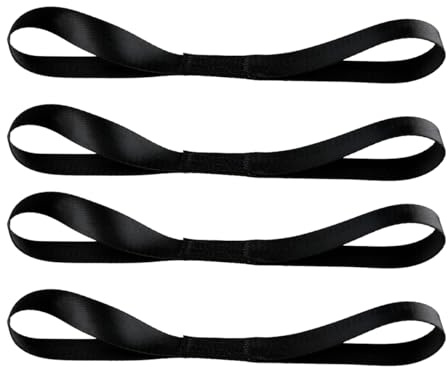 GroveEss 4 x Sicherungsschlaufengurte, robust, langlebig, Spanngurte, Schlaufen zur Sicherung der Befestigung von Motorrädern, Rollern, ATV, UTV, Gartengeräten, (schwarz)
