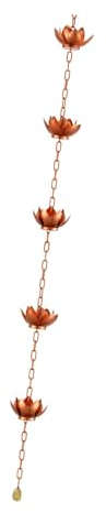 Fenteer Lotus-Regenketten für Dachrinnen, Lotusblumen-Regenkette, Ersatz-Fallrohr-Auffangkette, Regenwasserumleiter für Schuppen