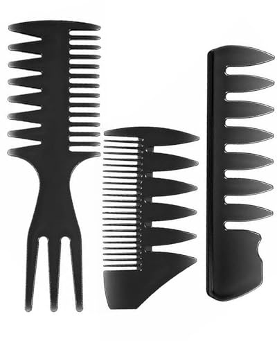 BPTRKOM 3 st professionell stylingkam set – professionell breda tänder chic rygg hårkam råd svans hårborste utredningskam och teasing kam för män frisörsalong hårstyling och barber (svart)