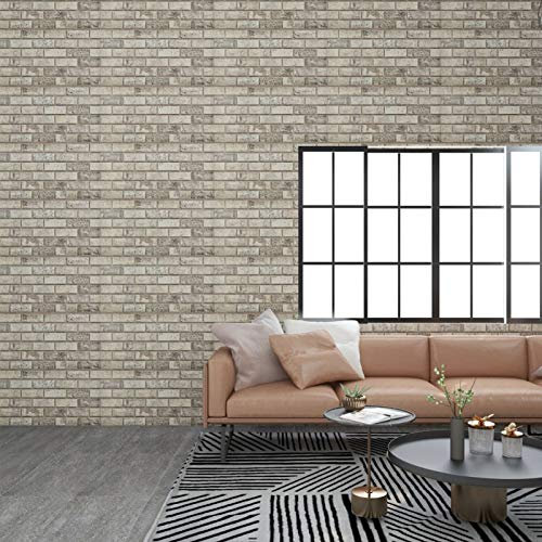 Sufrk Panneaux muraux 3D avec design en briques sable 11 pcs EPS,Panneaux décoratifs 3D en forme de diamant en PVC incassable, recyclable, imperméable, inodore, sans besoin d'être peints