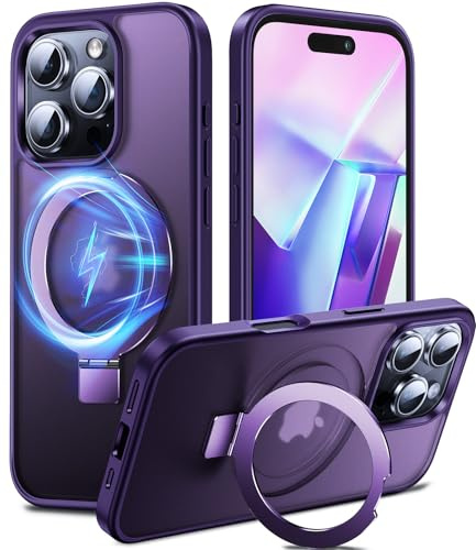 Chicfun 3-in-1 [Magnetic+KickStand+Ring Holder] Compatible with MagSafe, for iPhone 16 Pro Case with Stand Military Shockproof Protective Magnetic.for iPhone 16Pro Case,Purple