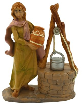 Villager at the well 4.3 x 3.35 x 1.5 | Beautiful Handcrafted Christmas Heirloom | Made In Italy | Village Nativity Accessory | Home Decoration for Christmas