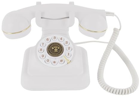 Telefono retrò fisso, telefono cordless regolabile, volume telefonico con selettore e suoneria, telefono antico, decorazione per la casa (bianco)