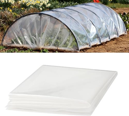 2M x 3M Polyethylenfolie Transparent Gewächshausfolie Extra Dick Reißfest Gartenfolie UV-beständig Schutzplane wetterfest Treibhaus Folie für Gartenarbeit Tomatenhaus