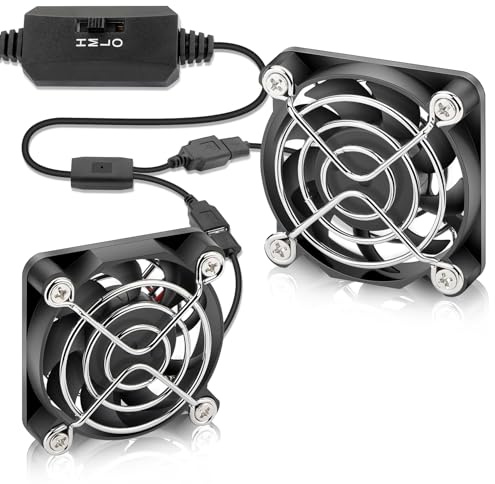 WDERAIR 50mm x 10mm USB 5V Brushless Computer Case Cooling Fan with 3 Speeds Adjustable Mini 5010 Radiator Replacement Welding Helmet Aquarium Router Cooler 2-Pack