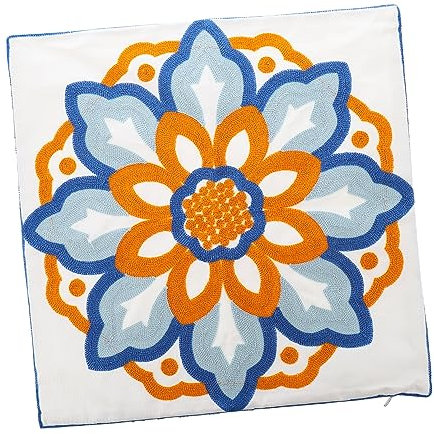 DECHOUS Kissenbezug Baumwolle Mit Böhmischer Stickerei Blumenmuster Quadratisch Für Sofa Couch Bett Dekorativer Bezug