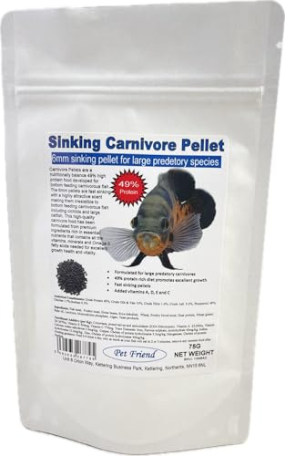 Pet Friend Sinking Carnivore Pellets Aquarium Tropical Fish Food For Bottom Feeding Catfish & Cichlids 6mm Large 75g Pouch