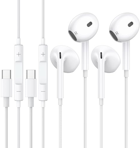 2 Pack Écouteurs USB C pour Samsung Galaxy/iPhone 16/15,Écouteur USB C Intra-Auriculaires HiFi Stéréo avec Microphone et Contrôle du Volume,Compatible avec iPhone 16/15/Galaxy S23/S22/21,Google Pixel