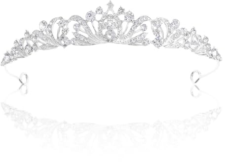 YALiya Tiara Principessa Argent, Coroncina Principessa Strass, Diadema Donna, Coroncina 18 Anni Ragazza, Adatti per Matrimoni, Compleanni, Feste e Accessori per Capelli per Halloween di Halloween