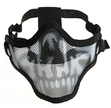 Toddmomy Schutzmaske Metallgittermaske für Outdoor Aktivitäten Taktische Camouflage Halbmaske mit Verstellbarem Kopfband Atmungsaktiv für Cs Spiele