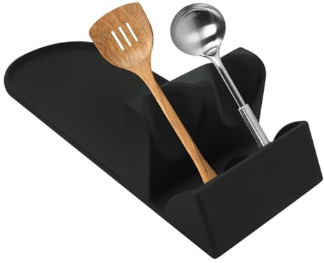 Supporto per cucchiaio da cucina – Ripiano cucchiaio resistente al calore per fornelli, ripiano cucchiaio in legno con contenitore per utensili da cucina | Conservazione per organizzatore da cucina
