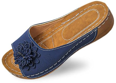 Chaussures de printemps pour femme avec bout ouvert et talon compensé, dessus en cuir et motif floral sont des chaussures confortables avec gadget de tempérament pour femme