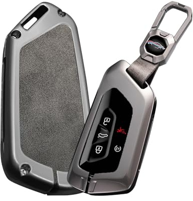 ontto Passt für VW Tyron Golf 8 8.5 Tiguan Passat B9 Caddy ID.3 ID.4 ID.7 2024 2025 Schlüsselhülle Autoschlüssel Hülle Fernbedienung Cover Schlüsselschutz 3/4/5 Tasten Autozubehör Grau