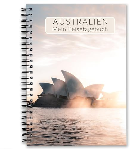 Calmondo Reisetagebuch Australien Notizbuch | interaktives Tagebuch Reiseplaner Travel Book | individuelles Reise-Geschenk für Work & Travel Auslandssemester uvm | DIN A5 für 3 Wochen | Sydney Oper