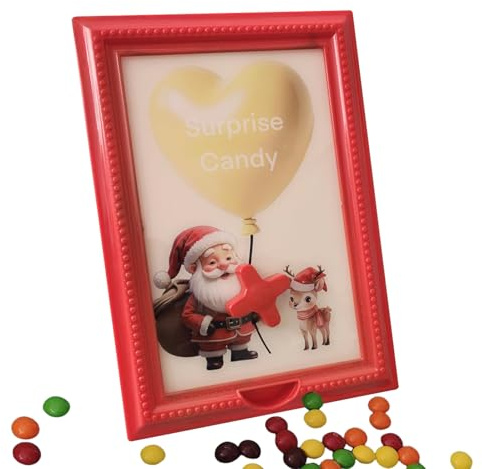 Candy Dispenser Picture Frame,Christmas Home Decor with Knob - Stand Candy Frame Gumball Machine | for Birthday Table Living Room Kitchen Bedroom Shelf Entryway Porch Window Bar