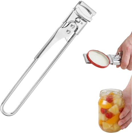 Deckelöffner Edelstahl, Deckelöffner für Schraubgläser, Glasöffner Edelstahl, verstellbare Öffnungshilfe Schraubdeckelöffner für Senioren Arthritis Frauen (Small)