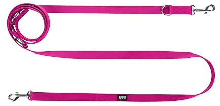 Chaba Hundeleine für Kleine Hunde mit 2 Karabinern | Spaziergang mit Zwei Hunden gleichzeitig | Verstellbar 1.35-2.6m | Breite 1 cm | 2 Tragevarianten | Leicht | Robust | Dog Leash | Fuschia, S