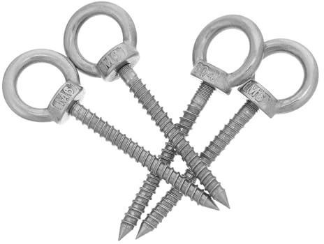 Alipis 4 Pezzi Ganci a Vite ad Occhiello M6X60Mm in Acciaio Inox 304 Autocentranti per Impieghi Gravosi Bulloni ad Occhiello Chiusi per Montaggio Rapido di Amache Piante e Decorazioni