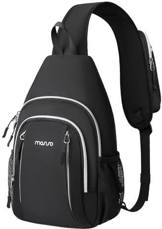 MOSISO Schultertasche, Brusttasche, Umhängetasche, Crossbody Bag Verstellbarer, Sling Bag Herren Damen für Wandern Outdoor Sports Reise, Schwarz