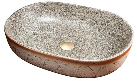 XCLOOZGL Lavabo da Appoggio Vintage con Rubinetto in Ottone Lavandino da Bagno in Ceramica Lavabi da Appoggio rétro Lavabo da Appoggio Artigianale per Uso Domestico Commerciale,Sink