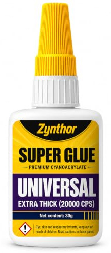 Zynthor Super Glue 30g, Extra Thick Clear CA Glue 20000 CPS | Extra Strong Instant Cyanoacrylate Adhesive for Ceramic, Glass, Wood, Plastic, Metal, Leather, Shoes and 3D Prints