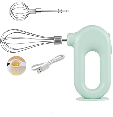 Generic Sbattitore Manuale Senza Fili Sbattitore Elettrico Compatto Ed Elegante per Cuocere Al Forno in Movimento con Ricarica USB e 4 Impostazioni di velocità (GREEN)