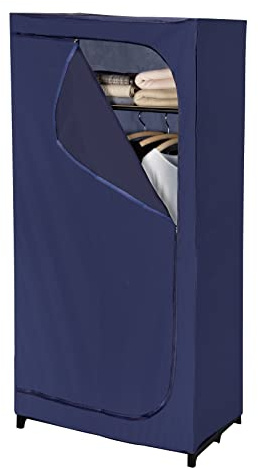 WENKO Kleiderschrank Business mit Ablage und Kleiderstange, Stoffschrank zur staubfreien Aufbewahrung von Textilien, Metallgestell und Stoff in strapazierfähiger Polyester-Qualität, 75 x 160 x 50 cm