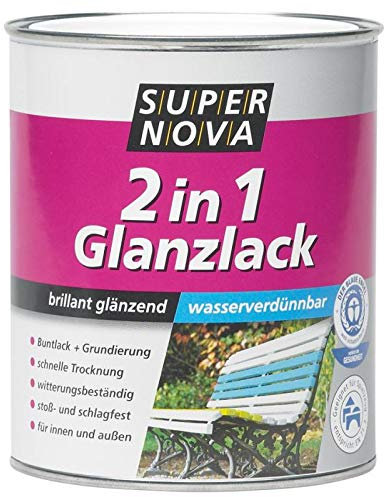 Super Nova 2in1 Glanzlack brillant glänzend PU-verstärkt 375 ml innen und außen, Farbe:bordeauxrot
