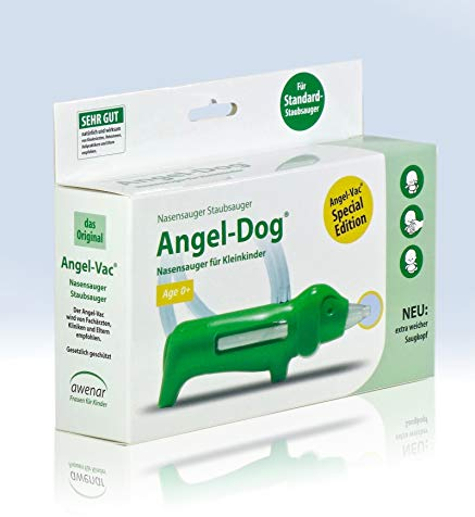 Nasensauger Baby Angel-Vac Angel-Dog für Standard Staubsauger Mit extra weichem Saugkopf Das Original seit 30 Jahren Nasensauger Baby