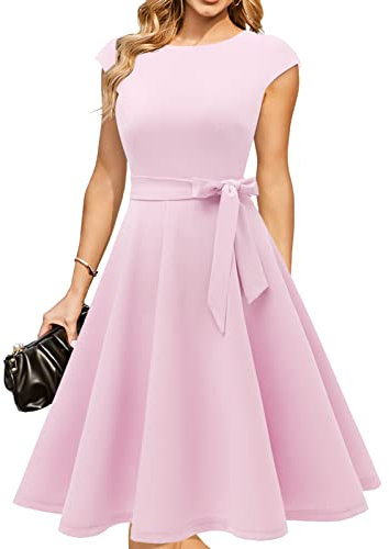 DRESSTELLS – Robe de cocktail modeste automnale pour mariage et bal de fin d'année, rose, Taille 3XL