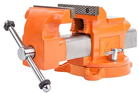 Forward Bench Vise 8 Inch Ductile Iron Bench Vice with 360 Degree Swivel Base and Channel Steel Guide Bar 30808 (8)