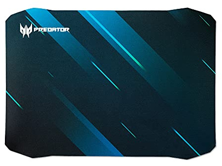 Predator Gaming Mouse Mat M (Low-Friction Fibre Surface, Self-Luminous Predator Logo, Natural Rubber Backing, Easy to Clean) Black/Blue