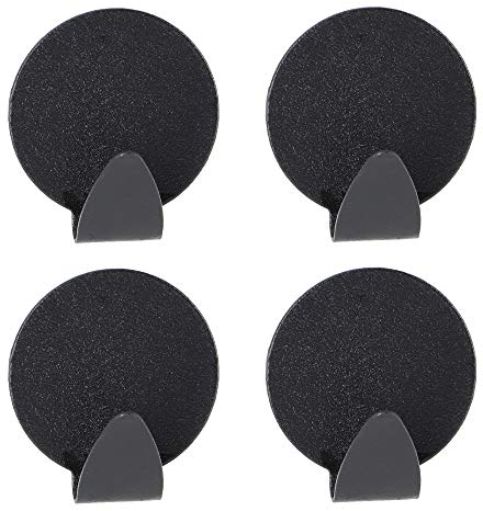 KADAX Selbstklebende Haken aus Metall, Handtuchhalter, Wandhaken, Klebehaken, Metallhaken, Handtuchhaken, Bademantelhaken (rund, Schwarz)
