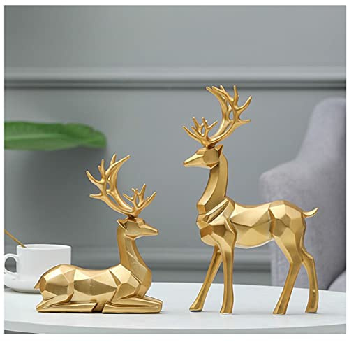 rackbone - 2 figuras de reno de Navidad, decoración de estilo nórdico europeo, estatua de ciervo, chimenea, ventana, escritorio, dormitorio, estante para decoración del hogar, sala de estar, oficina