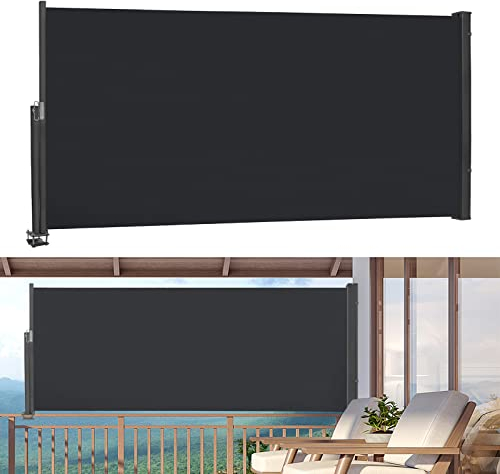 YRHome Seitenmarkise Sichtschutz 120 x 300 cm Ausziehbar Witterungsbeständig Markise Seitenwandmarkise Seitenrollo mit Wandhalterung Wandmontage Sonnenschutz für Balkon Terrasse Garten Anthrazit