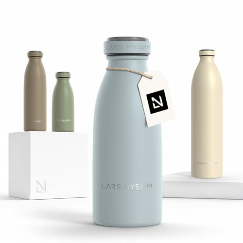 LARS NYSØM Borraccia Termica 350ml in Acciaio Inox | Bottiglia isolata 0.35 litro | Bottiglia d'Acqua a Tenuta stagna per Sport, Bicicletta, Cane (Sky Blue, 350ml)