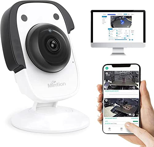 Mintion Beagle camera, webcam per stampante 3D, Plug & Play, monitoraggio remoto, supporto per PC/app, generazione automatica di video time-lapse, con scheda micro SD 32 G, 2.4 GHz WLAN