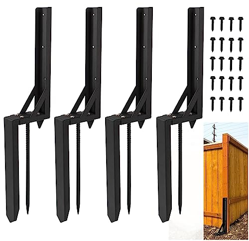 Wpbhk 4-teiliges Reparaturset für Zaunpfosten, robuster Zaunpfostenhalter, Erdspieß, Pfostenanker, 4 x 4 Pfostenstützen, Spike zur Reparatur von Zaun, Toren, Briefkästen und Schilderpfosten (4 Stück)