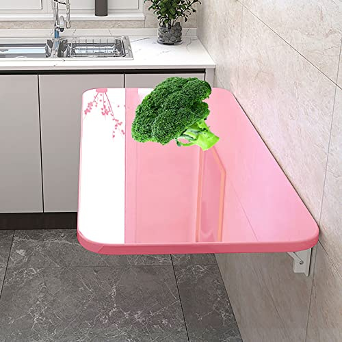 OCAZI Klapptisch zur Wandmontage Esszimmertische, Klapptisch Wand, Wandklapptisch Küche Esstisch, Platzsparend Wandtisch Computertisch, Kinder Schreibtisch für Arbeitszimmer 50x30cm/20x12in pink