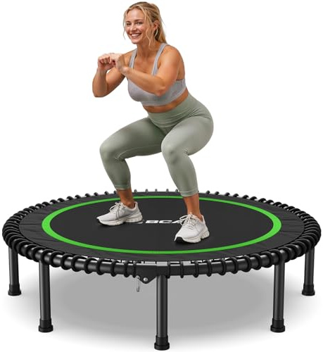 BCAN Mini trampolín Plegable de 550 Libras, 48 Pulgadas de Fitness con elásticos duraderos, reboteadores estables y silenciosos para Adultos, Gran Mini trampolín para Entrenamiento de Interior