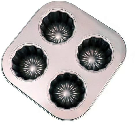 Ponixa Cannele Stampo da forno in acciaio al carbonio antiaderente Padella per canneles dorata