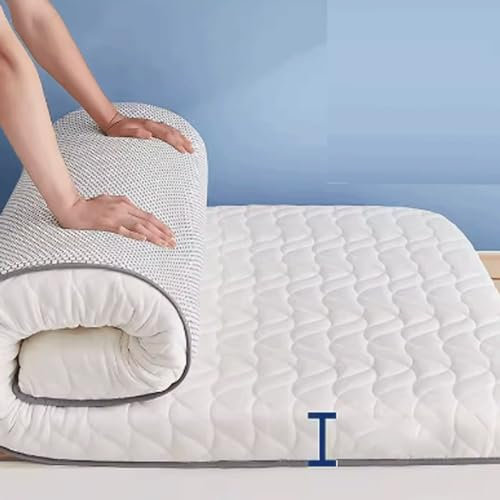 Rollmatratze Bodenbett Einzelbett Japanische Matratze Atmungsaktive Tatami Faltbare Futon Feuchtigkeits- Und Staubdichte Latexmatratze (Color : Wave White, Size : 180cm*200cm)