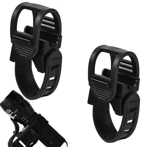 Juleioube 2 Pcs Bicycle Flashlight Mount Durable Bicycle Headlight Holder Adjustable Bike Torch Clamp for Cycling Mountain Road Bike Motorcycle