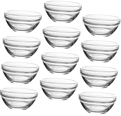 ABOOFAN 12pièces Lot De Bols Verre Transparents Pour Cuisine Bols à Gelée Et Pudding Multifonctions Et Résistants Chaleur