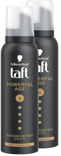 Schwarzkopf Taft Schaumfestiger Powerful Age (2x 150ml), Haltegrad 5, Haarschaum für alle Haartypen, Fülle für feines und dünner werdendes Haar, vegane Formel*