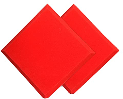 Akustikschaumstoff, 10 Stück, schallabsorbierende Platten, schalldichte Polsterung für die akustische Behandlung von Wänden, Türen und Decken, einfach zu kleben (Größe: 50 x 50 x 5 cm, Farbe: Rot)