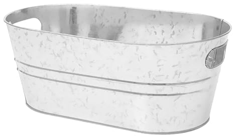 LOVIVER Secchio zincato,Vasca Ovale in Metallo Acciaio zincato,Grande Decorazione Rustica,Secchiello per Il Ghiaccio Ovale Classico Classico per Raffreddare