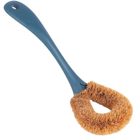 Healeved Coconut Fibre Pot Brush Long Handle Scrub Brush Sturdy for Kitchen Pots and Pans Dark Blue Natural Fibres Suitable for Household Cleaning