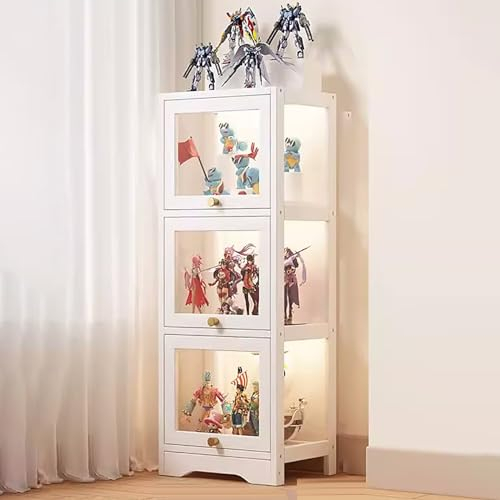 Acryl Vitrine, Eintürige Vitrine, Figuren Vitrine, Sammlervitrine für Wohnzimmer, Schlafzimmer, Büro ( Size : 3-Tier Storage )